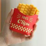 SURKHAMART Creative French Fries Clips Plastic Bag Sealer with Holder Fridge Magnet Yellow Chips Small Food Packet Seal Clips Keep Fresh Sealing Clamp