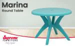Supreme Furniture Marina Plastic Round 4 Seater Dining Table (Aqua Blue)
