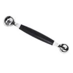 SNOWPEARL Double-End Melon Baller Scoop Fruit Spoon, Silver & Black