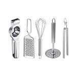 DreamBasket Lemon Squeezer & Grater & Whisk & Potato Masher & Chimta for Kitchen