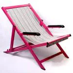 Veenu CHAIR EXTRA WIDE FOLDABLE, LIGHT WEIGHT, RUST PROOF, 3 YEARS WARRANTY Metal Outdoor Chair Pink Pack of 3