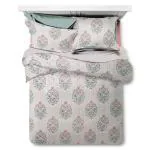 Homemax Damask Flower Printed Microfiber Jumbo King Size Bedsheet with 2 Pillow Covers (275x275 cm)