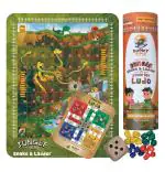 BUMPY RIDES Fabric Printed Jungle Themed Snake and Ladder + Ludo Board Game for Kids (Pack of 1)