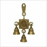 pujaNpujari Brass Om Ganesh with Three Bells Wall Hanging for Home Decor