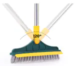 QINPIN 2 in 1 Bathroom Cleaner Brush Wiper Scrubber - Long Handle Multipurpose Cleaning Mop for Easy Bathroom, Floor, Wall, Tiles and Glass Cleaning