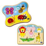 Mini Leaves Wooden Jungle Animal Friends And Insects Jumbo Knob Puzzle For Kids For Age 1 And Above (Pieces Of 2)