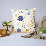 Chann Studio Velvet Cushion Covers 18 x 18 Inch Indian Pillowcase Modern Home Decorative Cushion Space Ivory Hand Embroidery Pillowcase for Sofa Chair Bedroom Living Room