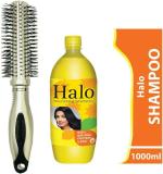 Bingeable 1 Round Hair Brush 1 Halo Shampoo and Men and Women (Pack of 2)
