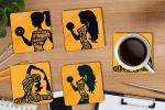 Whats Your Kick You Are Stronger Than You Think Quotes With Yoga Girls Printed Set of 4 Coaster With Metal Stand
