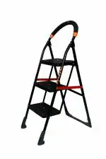 DPH  Alloy Steel Foldable OSCAR 3 Step Ladder for Home and Office Use | Stairs | Portable Ladder | Anti-Skid | Plastic Boots | Folding Ladder | Clutch Lock (Capacity : 120 Kg)