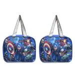 Le Corpus Avengers 3D Photo Lunch Bag for Office, School, Picnic, Travel Waterproof Tiffin Bag for Kids with Bottle Holder (Blue, Pack of 2)