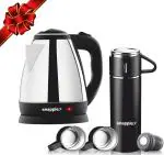 Snapple Electric Kettle 1.5L, Hot & Cold Vaccum Flask Set Combo Gift Pack Electric Kettle  (1.5 L, Silver, Black)