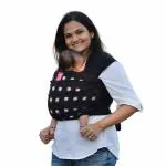 Anmol Baby Carrier Ergonomic Hybrid Wrap - 100% Cotton, Hands Free Carrier with Ergonomic M Position for Hiking Shopping Travelling Newborn to Toddler - 0 Day to 24 Months (Ikat Black and White)