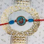Mahi Meennakari Work Enamel Round and Peacock-Shaped Rakshabandhan Rakhi for Brother, Bhai, Bro (RA1100739G)