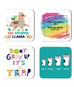 Whats Your Kick Funny Hindi Dont Grow Up it is Trap Quotes Printed Set of 4 Coaster With Metal Stand