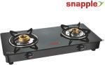 Snapple Gas Stove 2 Burners | Black Rectangular Marvel Glass Cooktop | Gas Stove with Manual Ignition | 2 Burners | ISI Certified