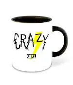 Whats Your Kick Funny Quotes Theme Crazy Girl Quotes Design Printed Black Ceramic Coffee and Tea Mug 325 ML