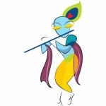 Wallzone Multicolor Pvc, Vinyl Cute Krishna Small Wallstickers, 40 X 70 Cm