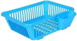 DDecora Dish Drainer Kitchen Rack Plastic Plastic 3 in 1 Large Sink Set , Drying Washing Basket tray(BLUE)