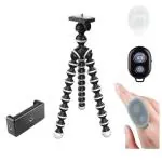 ZETY 13 inch ABS Plastic Gorilla Tripod with Holder and Remote with Cover for Smartphones, Camera