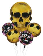 Jagmag Goldens Skull Skeleton Night Round Shape Foil Balloons (pack of 5)