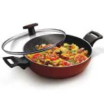 MILTON 30 cm Pro Cook Granito Induction Maroon Aluminium Kadhai with Glass Lid 4.9 L