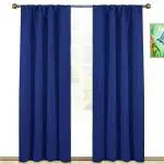 Parda Online Blue 3 Layer Blackout Solid Rod Pocket Plain Window Curtain 9ft, (Pack of 4)