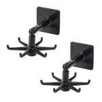 MAPPERZ Adhesive Stronger Plastic Wall Hangers 360 Degree Folding Hooks for Hanging Robe, Coat, Bags, Lights, Calendars,Towel, Keys, Oil-Proof Heavy-Duty for Bathroom Kitchen (Pack of 2)