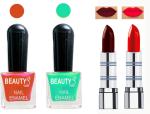 OUR BEAUTY Perfect Combo Of Velvet Matte Lipsticks Ultra Shine Nail Polish (Set Of 4)