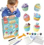 SAMVARDHAN DIY Gypsum Fridge Magnet Plaster Painting Kit for Kids, Mould and Paint Kits- Plaster Painting Art & Craft Set - (Cake)