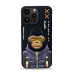 TREEMODA Nimmy Embroidered Gorilla Series Leather Purple Back Case Compatible for iPhone 15 Pro.