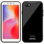 Clickaway Xiaomi Redmi 6A 9H Premium Top Grade Rich Look Glass Case Back Cover (Black)
