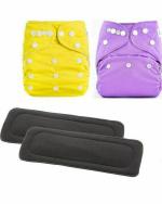 BEAUQIQ BABY Reusable Cloth Diapers with Charcoal Bamboo Insert Free Size (Pack of 2)
