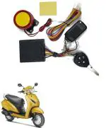 Qiisx Tubeless Motorcycle/Bike Alarm Security System Button Remote Key Anti-Theft Alarm with Dual Remote Control for Honda Activa 5G