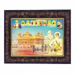 Hawai Gold Plated Golden Temple Sikh Gurus Religious Designer Photo Frame for Home Office Business Place Puja Ghar Worship Use 21x17cm SFDI223FRM