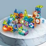 Kiditos Light Magnetic Tiles Blocks Magnetic Marble Run Set for Ages 3+ STEM Educational Magnetic Marble Ball Run Toys (75 PCS), Multi