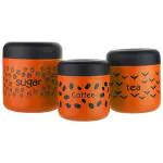 IDEAL PRIME Elegant Stainless Steel Colour Coated & Printer Tea Sugar Coffee Container (3 Pices) 750 ml 500 ml 300 ml With Airtight Lid Matte Finish Steel Storage Container Colour Assorted Pack Of 3