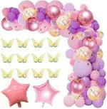 AMFIN (Pack of 126) Pink Purple Balloons for Decoration / Happy Birthday Ballons Decorations / Theme Decoration Girls / Birthday Combo Decoration / Party Supplies Balloon / Baby Shower Decor