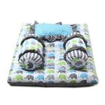 Bacati Aqua, Lime and Grey Elephant Mattress 71 cm x 53 cm (Set of 4)