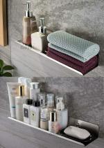 GOSAI Stainless Steel Multi Use Bathroom Shelf for Home Decor Wall Shelf, Kitchen Shelves and Bedroom Shelves | Bathroom Accessories Pack of 2 Pcs (Silver, 12x5 inch)