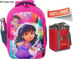 Bayo Dora 1st|2nd|3rd|4th & 5th class school Bag +Lunch Bag Free for Boys & Girls 35 L Laptop Backpack |Pink, Multicolor