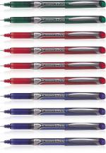 Pilot Hi-Tecpoint V7 Grip Fine Point Liquid Ink Pen | Tip Size - 0.7 MM | Dimpled Rubber Grip with Unique Dimple Tip Technology | Ink Colour - 4 Blue, 4 Red and 2 Green | Pack of 10