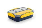 DELMON 4 Compartment Plastic Tiffin Box ,with Spoon and Fork for Kids & Adults,Air Tight Easy to Clean Lunch Box for Kids, Fresh Box for Sandwiches, Pasta, Noodle, Salad, Wraps, Chips, Nuts, Dried Fruit