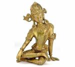 Idol Collections Gold Brass Lord Indra Statue, 9.5 Inch