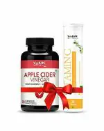 Vokin Biotech Apple Cider Vinegar For Weight Loss & Improves Immunity 90 capsules With Exclusive Vitamin C Orange Flavor Effervescent Water Soluble 20 Tablets Free