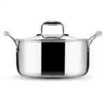 Wonderchef Nigella 3-ply Stainless Steel Casserole with Lid, Die-cast Handle, Induction Friendly- 24cm, 4.8L, 2.6mm