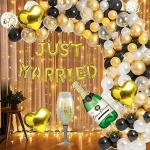 Party Midlinkerz Black, Gold and White Just Married Foil Decoration Kit (57 Pcs)