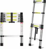 Plantex Ladder for Home (2.6 m/8.5 Feet) Stainless Steel Telescopic Ladder