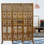 CRAFT DECOR Wooden Room Partition for Living Room, Wood Screen Separator and Wooden Room Dividers, Studio Wall Panel 6 Feet for Living Room/Bedroom/Office/Restaurant/(Teak) (3 Panels with Stands)