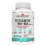 Swisslife Forever Vitamin D3 + K2 (MK7) | Plant Based Vitamin D3 Lichen Source | Immunity, Heart, Muscle & Bone Health | Plant - Based | 60 Veg Tablets
